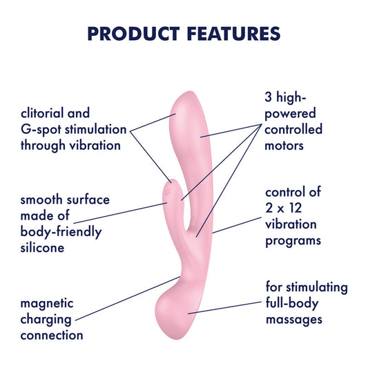 Satisfyer Triple Oh - Pink USB Rechargeable Rabbit Vibrator