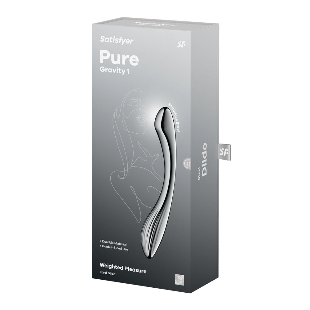 Satisfyer Pure Gravity 1 - Chrome Steel 22 cm Dildo