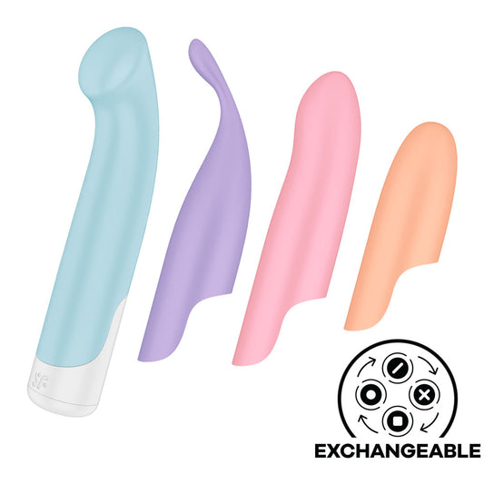 Satisfyer Playful Four - USB Rechargeable Vibrator with 4 Interchangeable
