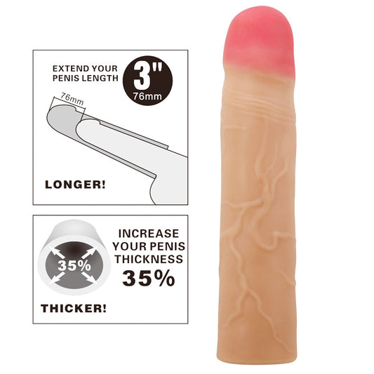 Party Up PHILIP 3 Inch Extender Sleeve - Flesh 3 Inch Penis Extender Sleeve