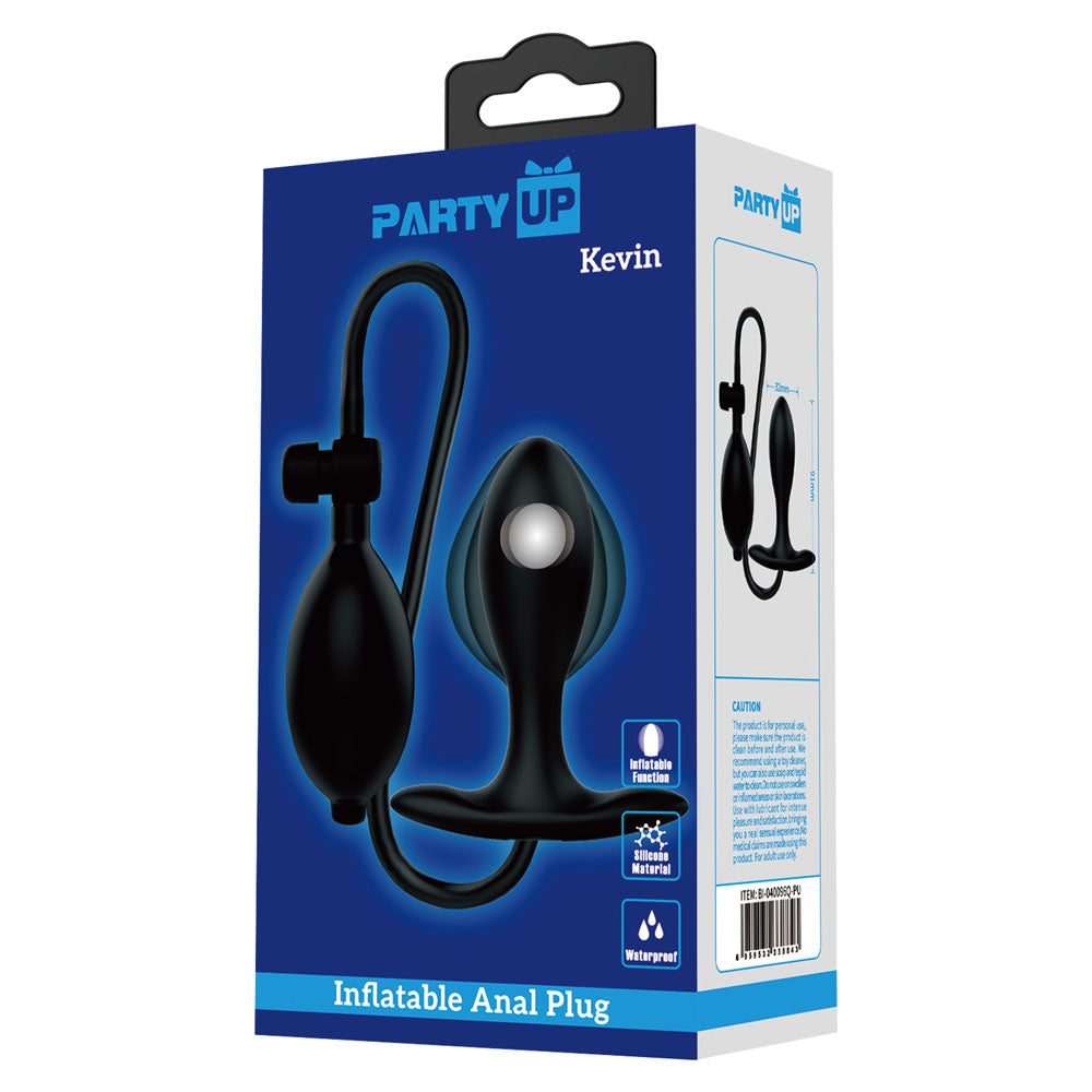 Party Up KEVIN Inflatable Butt Plug - Black 9.1 cm Inflatable Butt Plug