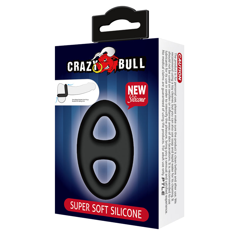 CRAZY BULL Oval Cock & Ball Ring - Black Cock & Ball Ring