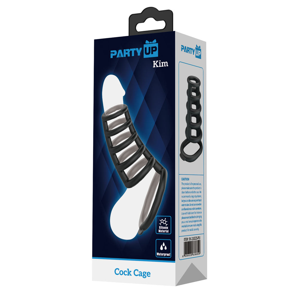 Party Up KIM Cock Cage - Black Cock Ring Cage
