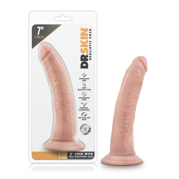 Dr. Skin 7'' Cock with Suction Cup - Flesh 17.8 cm Dong