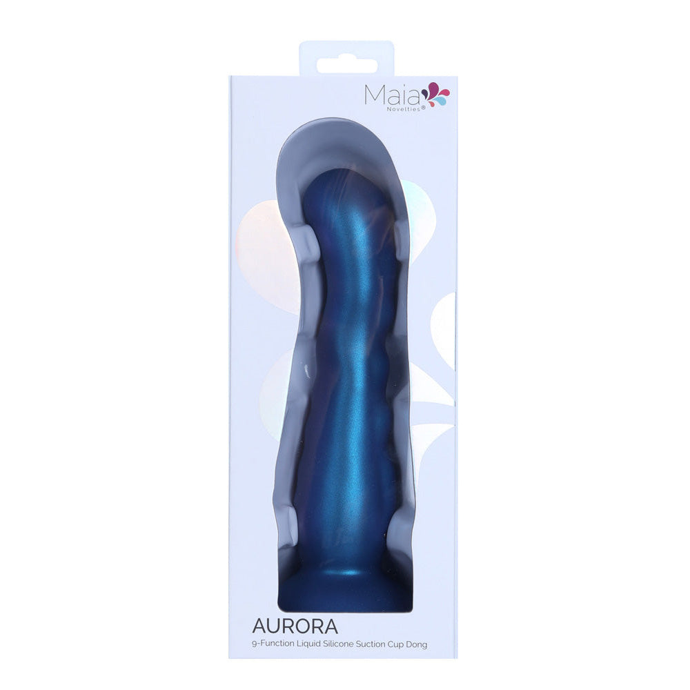 Maia AURORA - Metallic Blue 21.6 cm USB Rechargeable Vibrating Dildo