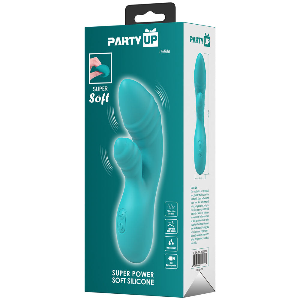 Party Up DALIDA - Teal - Teal 16.2 cm USB Rechargeable Rabbit Vibrator