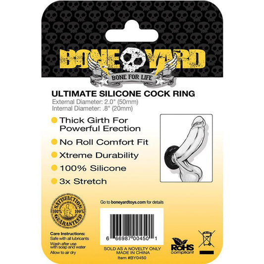 Boneyard Ultimate Silicone Ring Black - Black 50mm Cock Ring