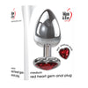 Adam & Eve Red Heart Gen Anal Plug - Medium - Metallic 8.25 cm Butt Plug with Heart Gem Base