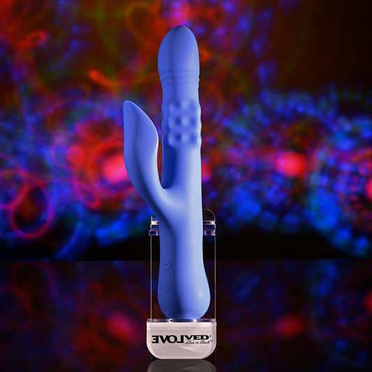 Evolved POP GOES THE O - Purple 24.7 cm USB Rechargeable Thrusting & Bulging Rabbit Vibrator