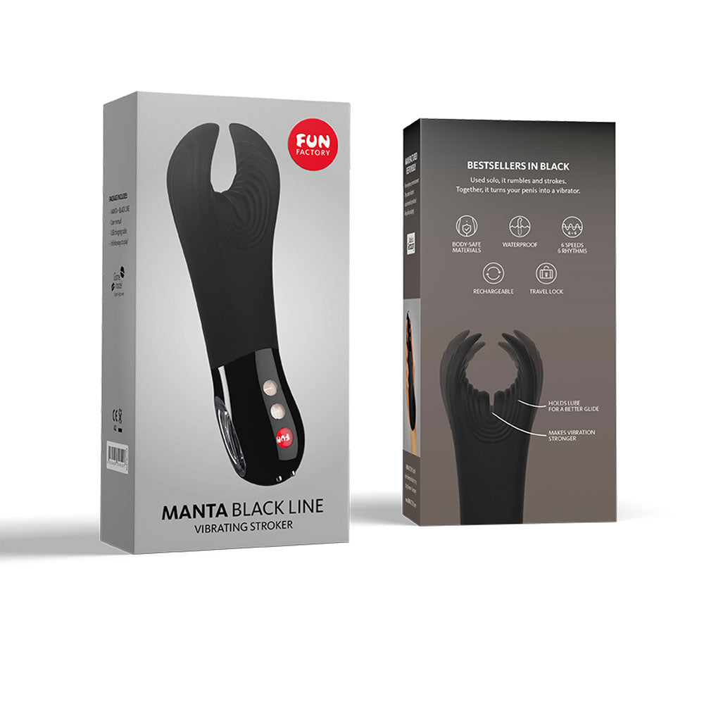 Fun Factory MANTA black - Black 18 cm USB Rechargeable Mens & Couples Vibrator