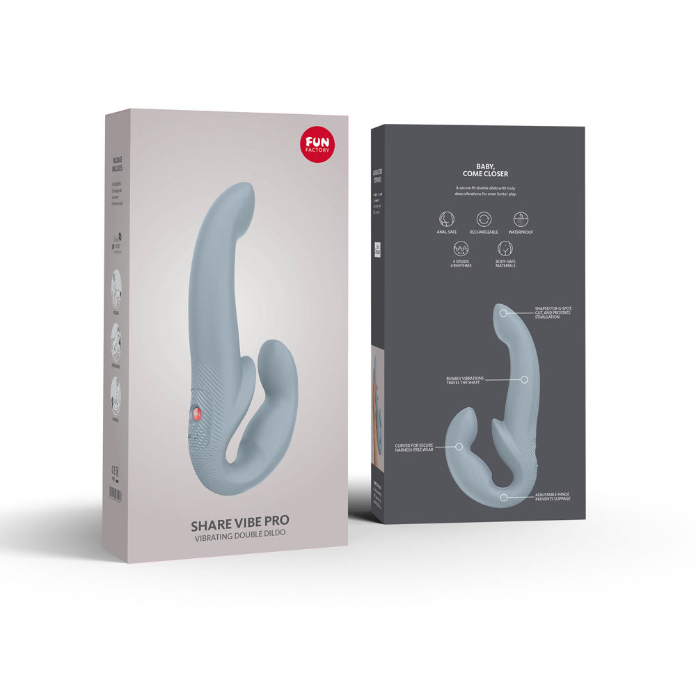 Fun Factory SHARE VIBE PRO cool grey - Grey USB Rechargeable Strapless Strap-On