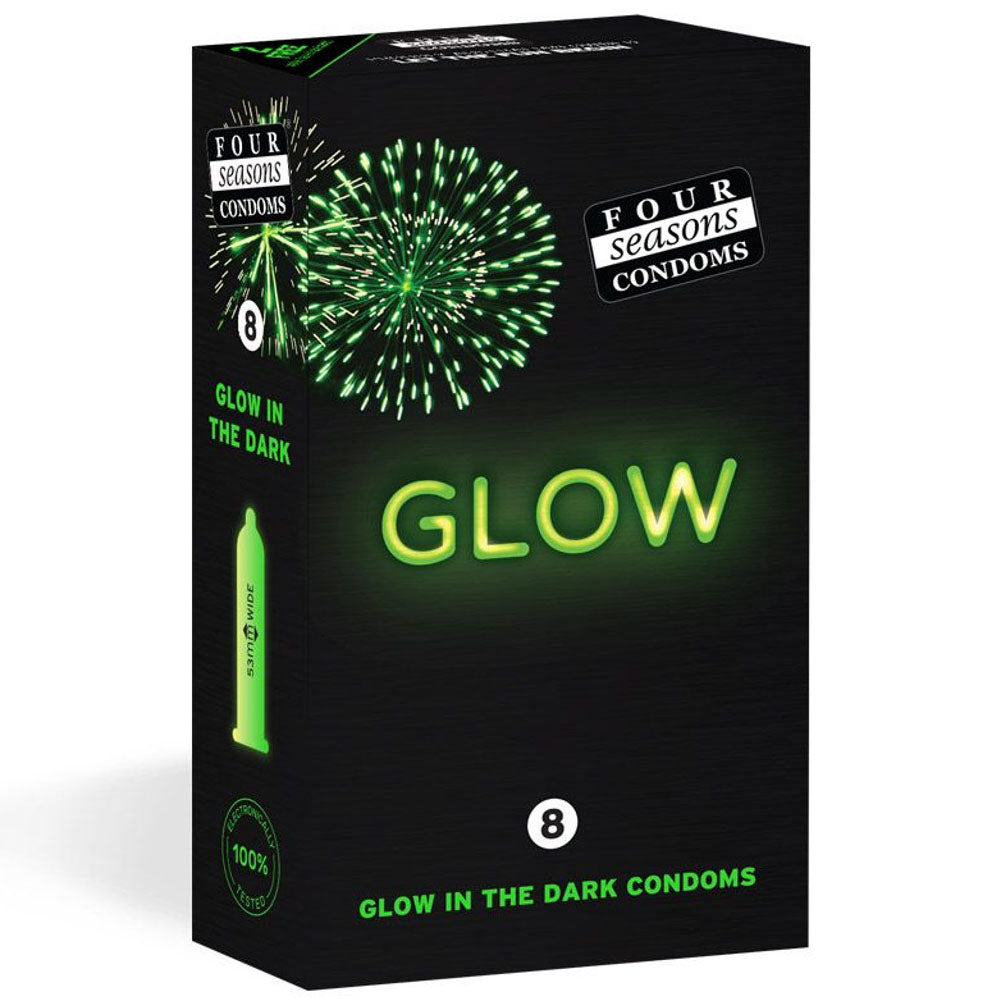 Glow N' Dark Condoms - Glow In The Dark Lubricated Condoms - 8 Pack