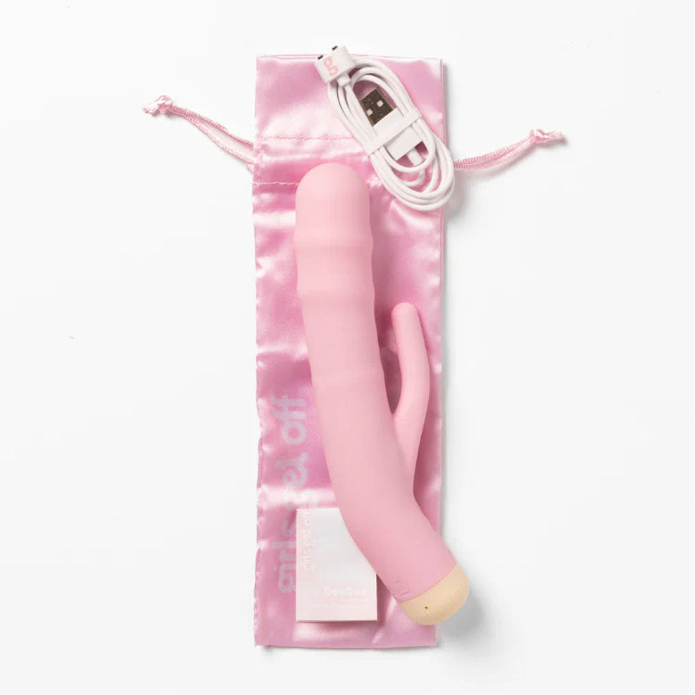 Girls Get Off - DeeDee - Pink 19 cm USB Rechargeable Thrusting Rabbit Vibrator