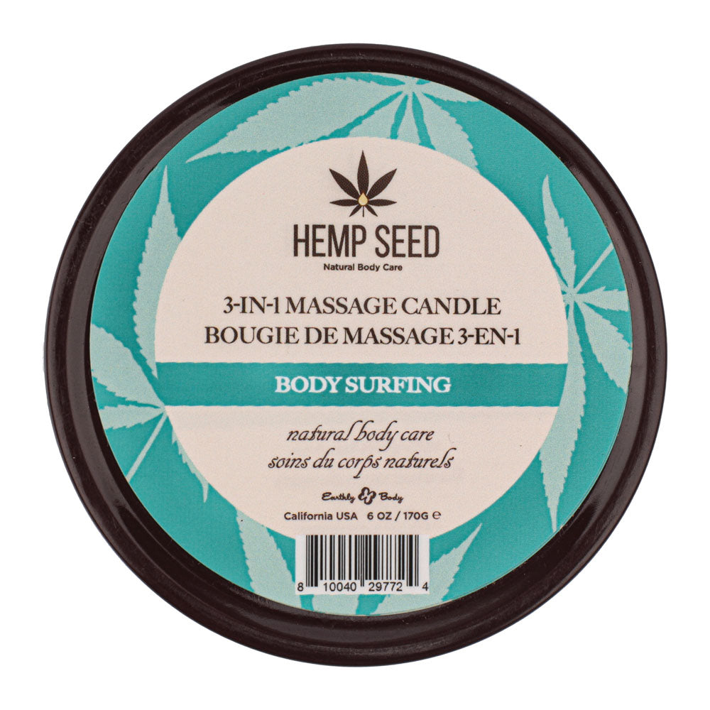 Hemp Seed 3-In-1 Massage Candle - Body Surfing (Aquatic Notes, Magnolia, Solar Florals) Scented - 170 g