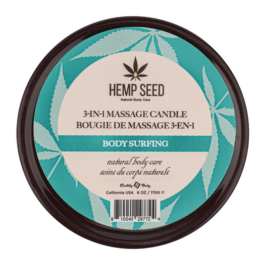 Hemp Seed 3-In-1 Massage Candle - Body Surfing (Aquatic Notes, Magnolia, Solar Florals) Scented - 170 g
