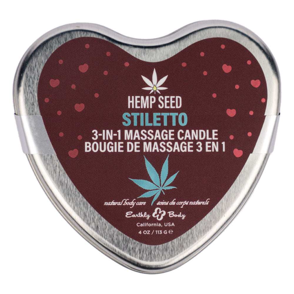 EB Hemp Seed 3 in 1 Massage Heart Candle - Stiletto - Stiletto (Flowering Sage, Wildflower Honey, Creamy Sandalwood) - 113 g