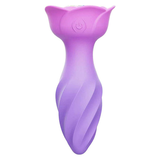 Adam & Eve ROTATING ROSE PLUG - Pink 12 cm USB Rechargeable Rotating & Vibrating Butt Plug with Gem Base