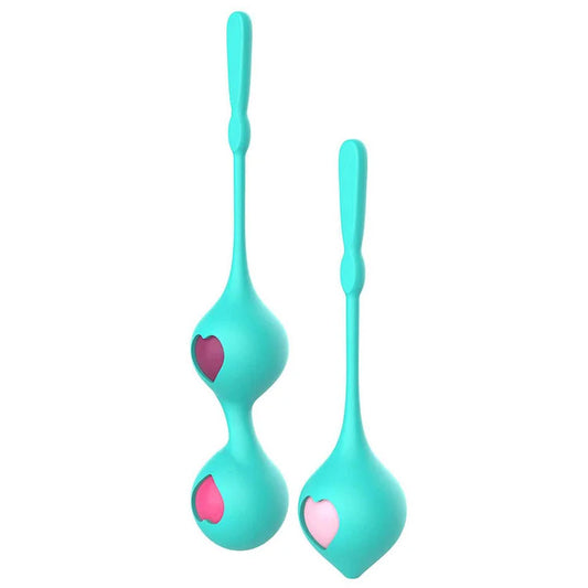 Adam & Eve EVES KEGEL HEARTS - Teal Weighted Kegel Balls - Set of 2