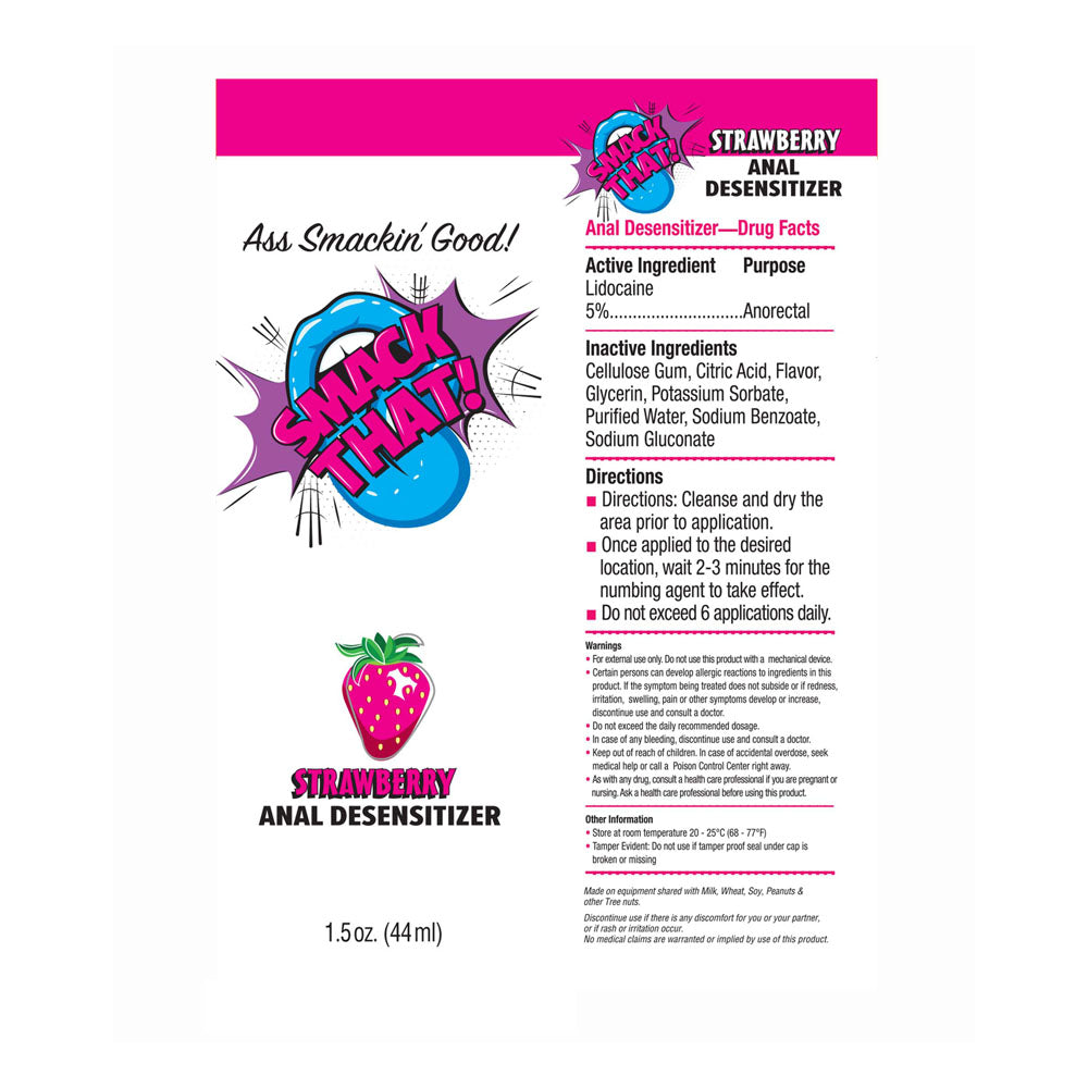Smack That! Anal Desensitiser - Strawberry - Strawberry Flavoured Anal Desensitiser - 44 ml Tube