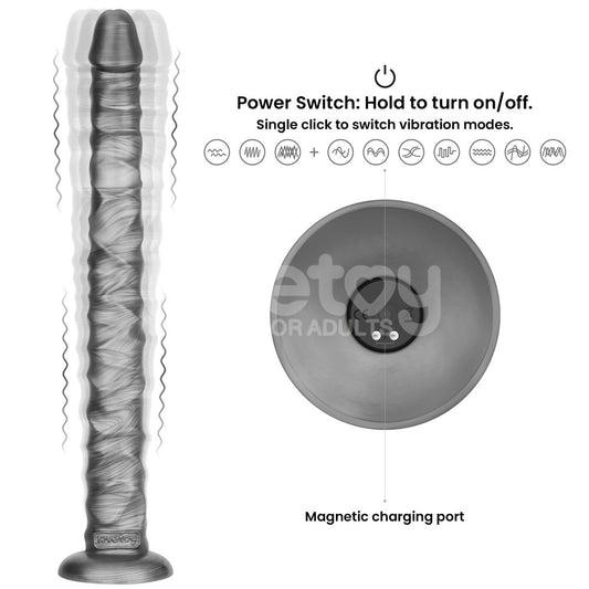 King Sized Vibrating Vibrax Slider - Grey 40.8 cm (16'') USB Rechargeable Vibrating Dildo