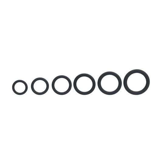 LEVELZ Classic Silicone Cock Ring Set of 6 - Black Cock Rings - Set of 6 Sizes