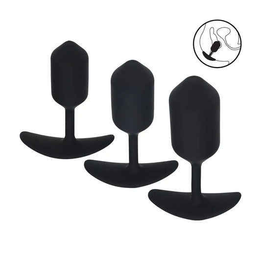LEVELZ Silicone Weighted Anal Plug Training Set - Black Weighted Butt Plugs - Set of 3 Sizes