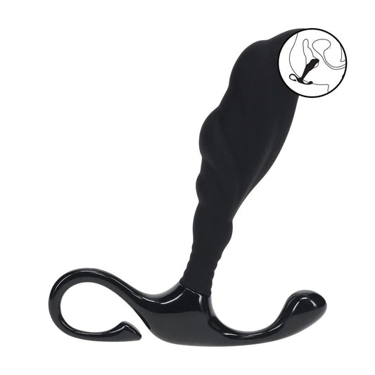 LEVELZ Rippled with Hard Loop Prostate Massager - Large - Black Large Prostate Massager