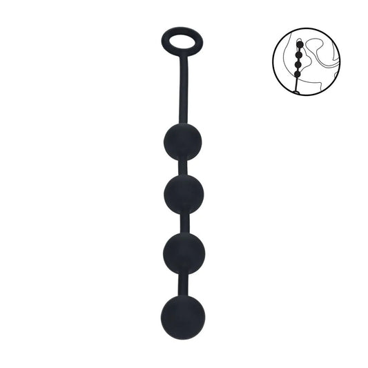 LEVELZ Round Silicone Anal Balls - M - 20mm - Black 32 cm Medium Anal Balls