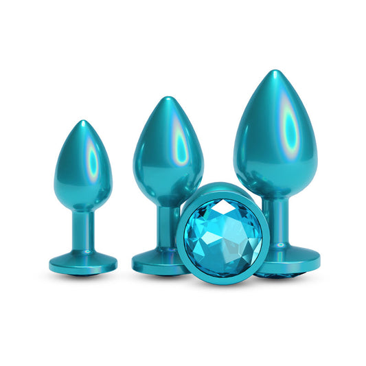 Rear Assets Trainer Kit - Iridescent Teal - Iridescent Teal Metallic Butt Plugs - Set of 3 Sizes
