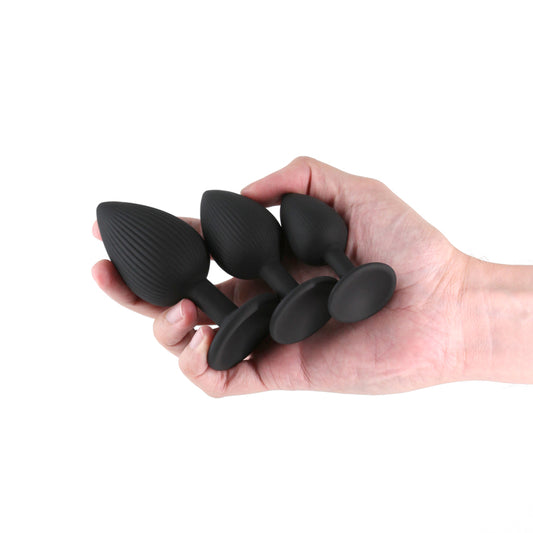 Renegade Triple Ace Kit - Black - Black Butt Plugs - Set of 3 Sizes