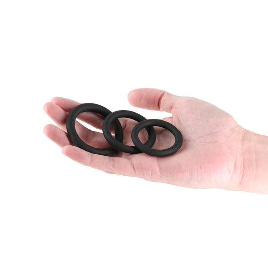 Renegade 3pc Slim Rings - Black - Black Cock Rings - Set of 3 Sizes