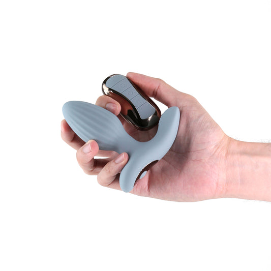 Renegade Summit - Grey - Grey 10.2 cm USB Rechargeable Vibrating Butt Plug with Remote