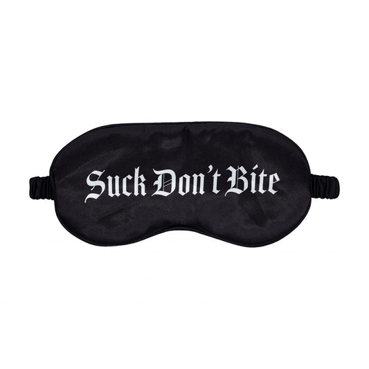 OUCH! Satin Mask - Suck Don't Bite - Black Printed Eye Mask