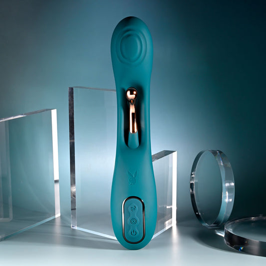 Playboy Pleasure AURELIE - Green 22.7 cm USB Rechargeable Vibrator with Internal Flicker