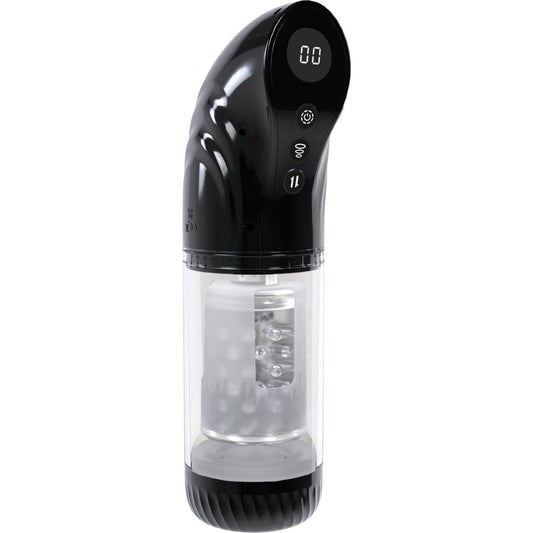 PUMPED Strokemate - Black/Clear USB Rechargeable Sucking Rotating and Thrusting Auto Masturbator