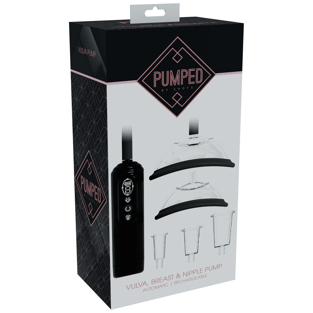 PUMPED Vulva, Breast & Nipple Pump - Black - Black USB Rechargeable Ladies Pump Set
