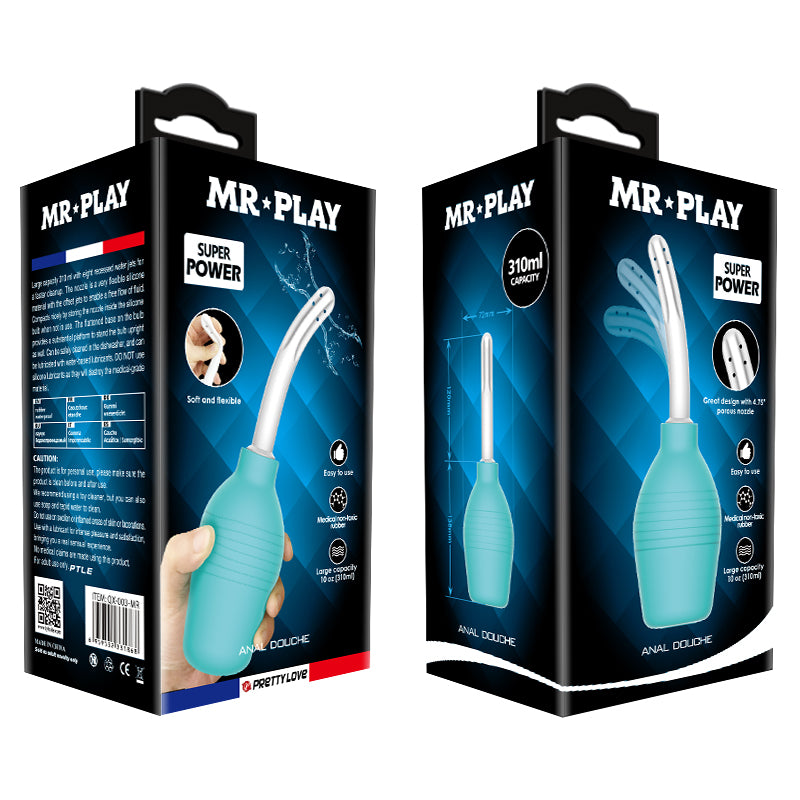 MR PLAY Anal Douche - Aqua/White Unisex Douche - 310 ml Capacity