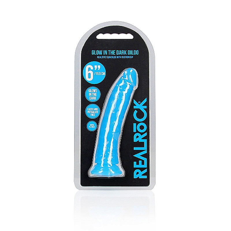 REALROCK 15.5 cm Slim Glow in the Dark Neon - Blue - Glow in Dark Blue 15.5 cm (6'') Dong