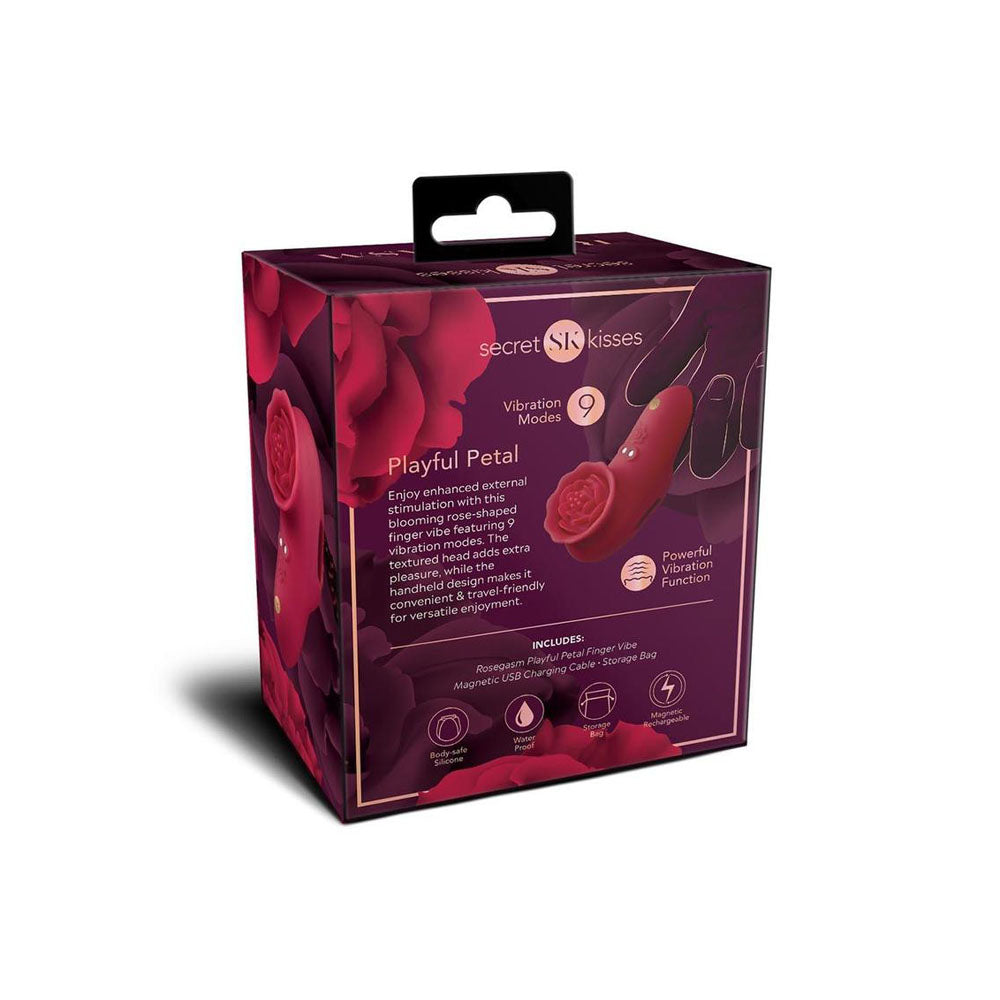 Secret Kisses ROSEGASM PLAYFUL PETAL - Red USB Rechargeable Finger Stimulator