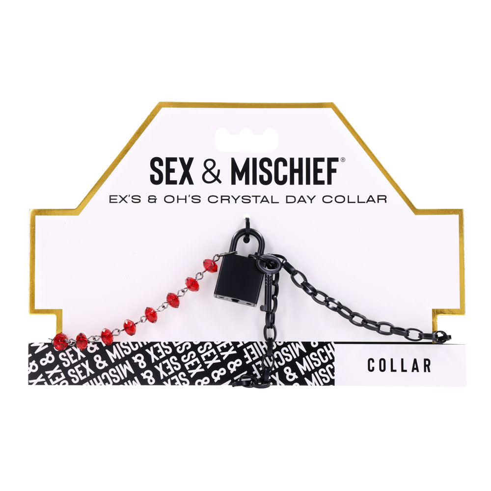 S&M Exs & Ohs Crystal Day Collar - Red/Black Collar Jewellery