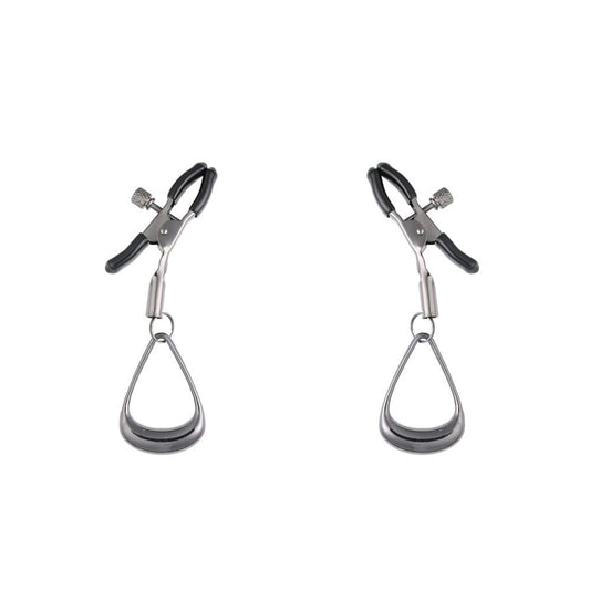 SPORTSHEETS Velvet Noir Tuggable Nipple Clamps - Gunmetal Adjustable Nipple Restraints