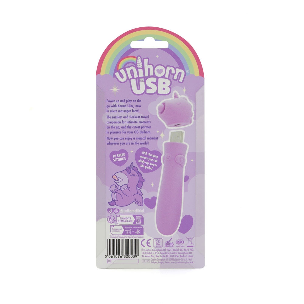 Unihorn - USB Bullet - Karma Lilac - Lilac USB Rechargeable Vibrating Bullet