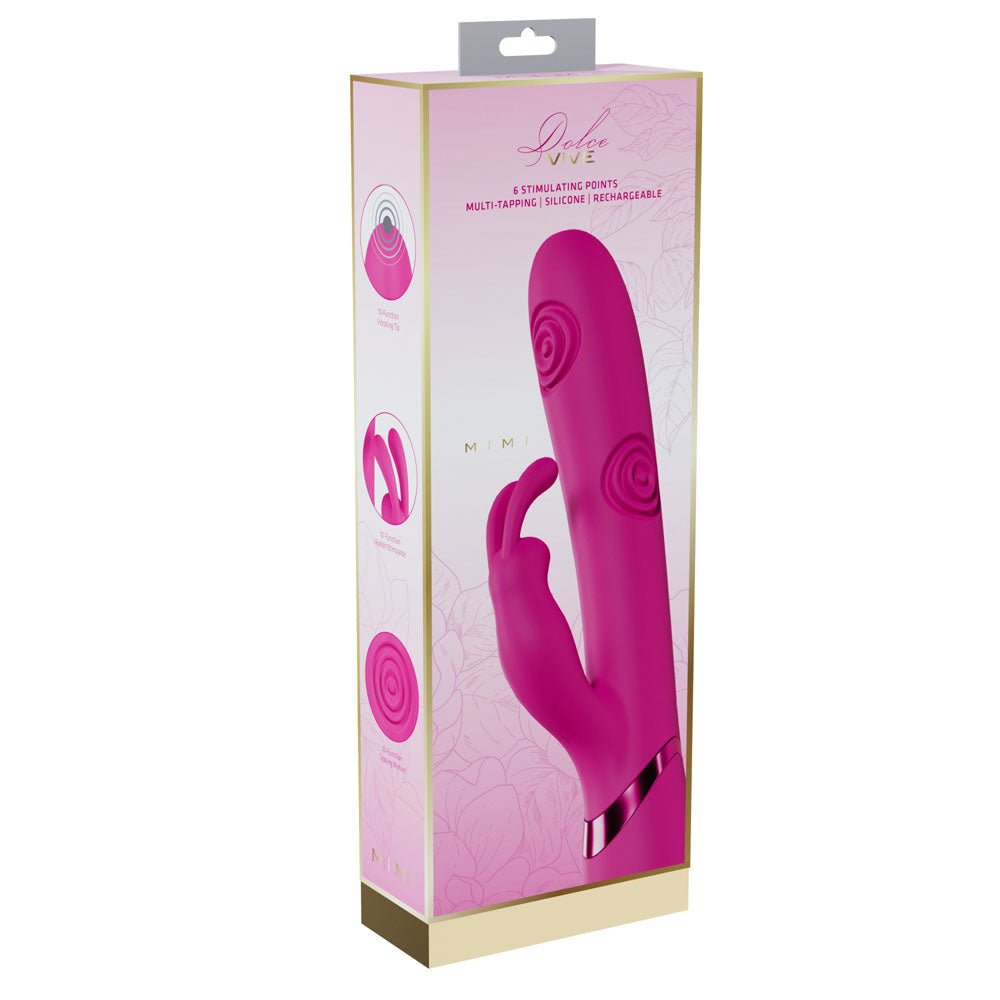 VIVE Mimi - Pink - Pink 25 cm USB Rechargeable Vibrating & Tapping Rabbit Vibrator
