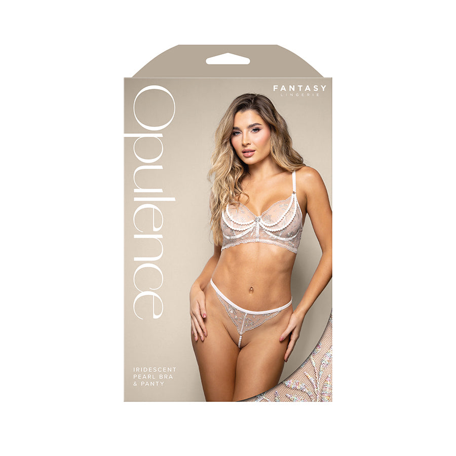 OPULENCE Iridescent Pearl Bra & Panty - White - White - M/L Size