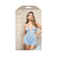 OPULENCE Bralette, Detachable Skirt & Crotchless Pearl G-String ML - Light Blue - M/L Size