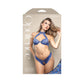 OPULENCE Halter Bralette & Crotchless Pearl Panty SM - Royal Blue - S/M Size