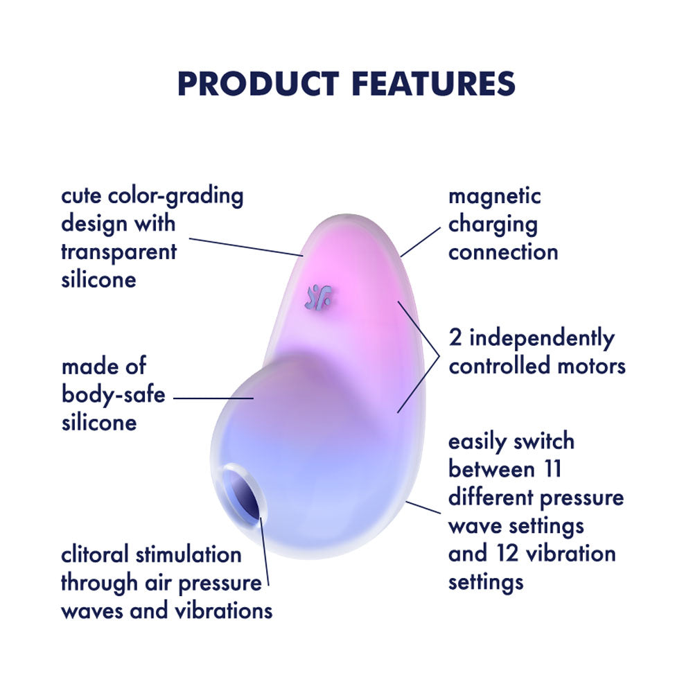 Satisfyer Pixie Dust - Violet/Pink - Violet/Pink USB Rechargeable Vibrating Air Pulse Stimulator