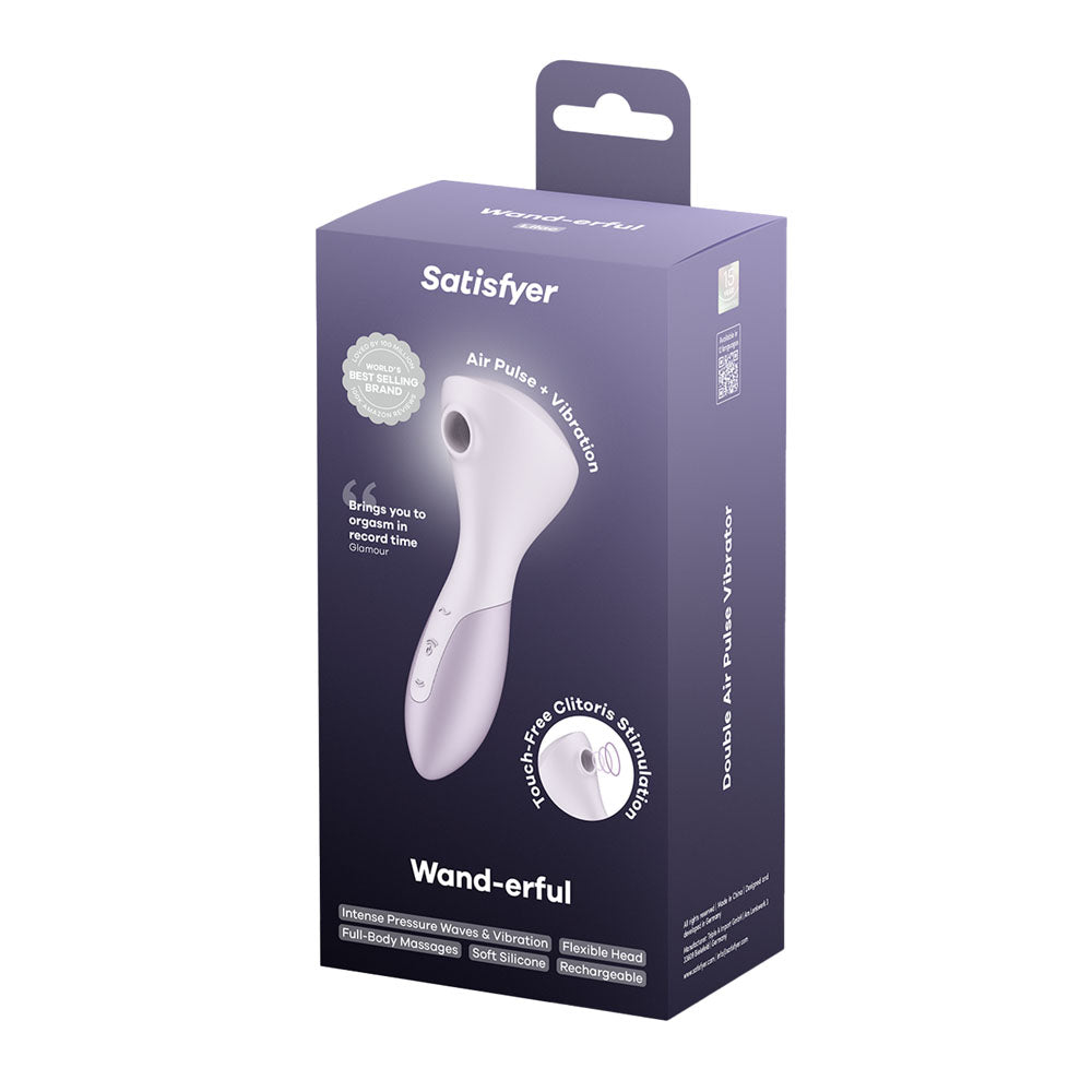 Satisfyer Wand-erful - Violet 15.8 cm USB Rechargeable Air Pulse Massage Wand