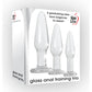 Adam & Eve Glass Anal Training Trio - Clear Glass Butt Plugs - Set of 3 Sizes