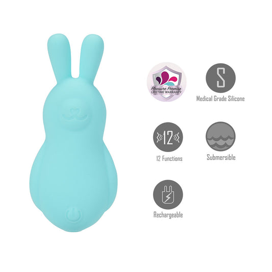 Maia BRI - Teal - Teal 9 cm USB Rechargeable Vibrating Bunny Bullet